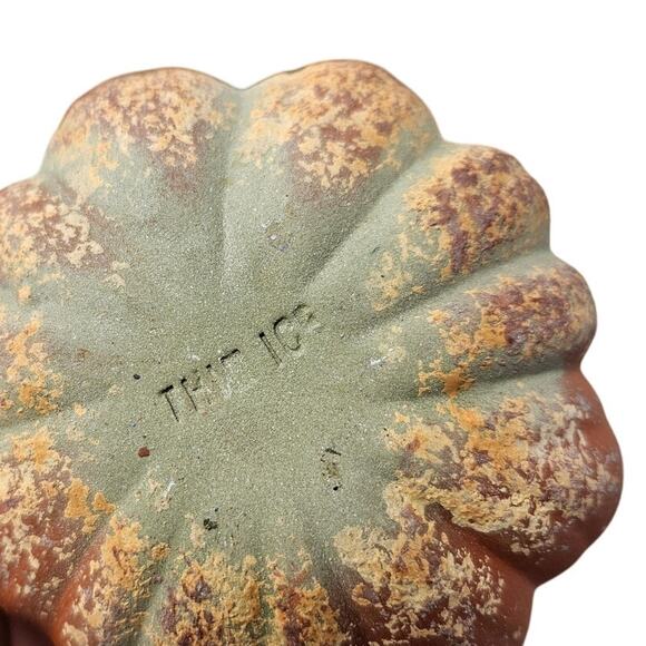 Handmade Pottery Thin Ice 7 Tea Set Teapot Mugs Cottage Primitive Pumpkin Gourd - Picture 2 of 5